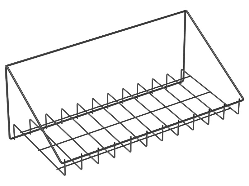 Large iron wire display basket for retail racks angled view