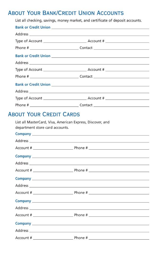 Beneficiary planner printable