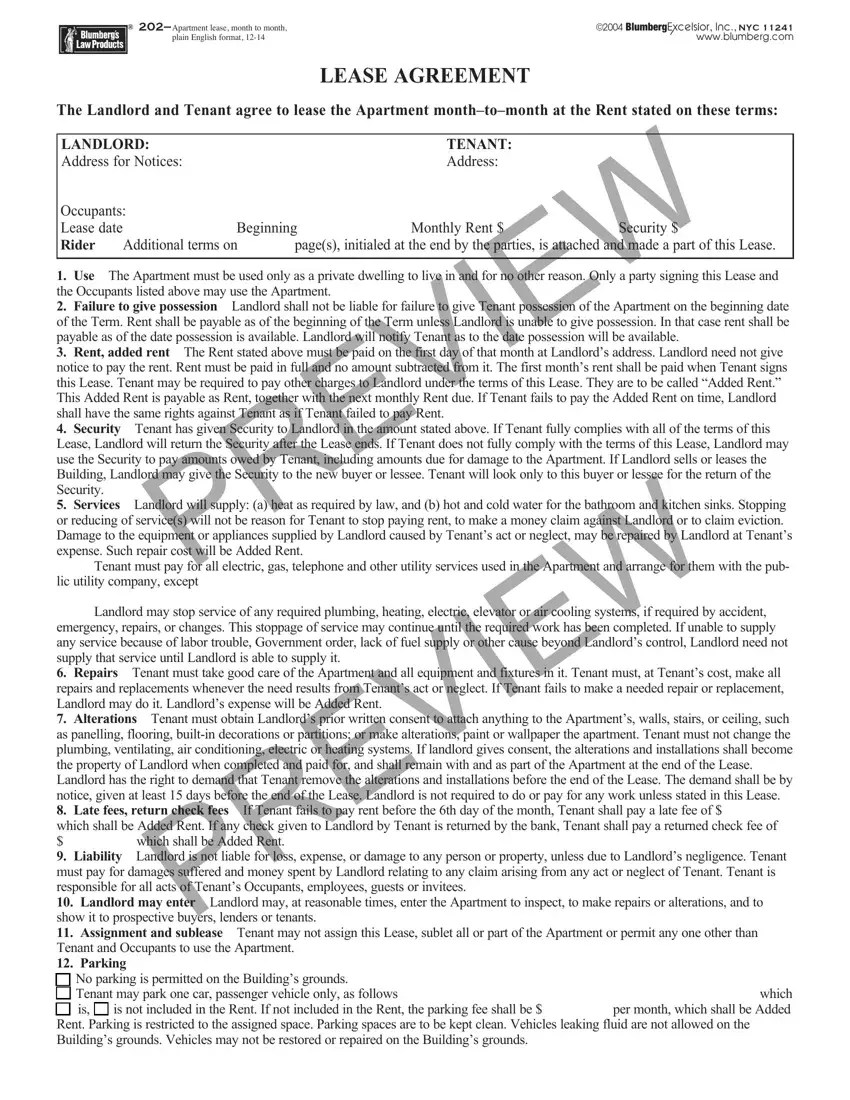 Blumberg lease agreement form ≡ fill out printable pdf forms online