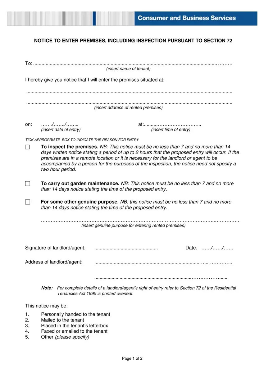 notice of inspection form fill out printable pdf forms online