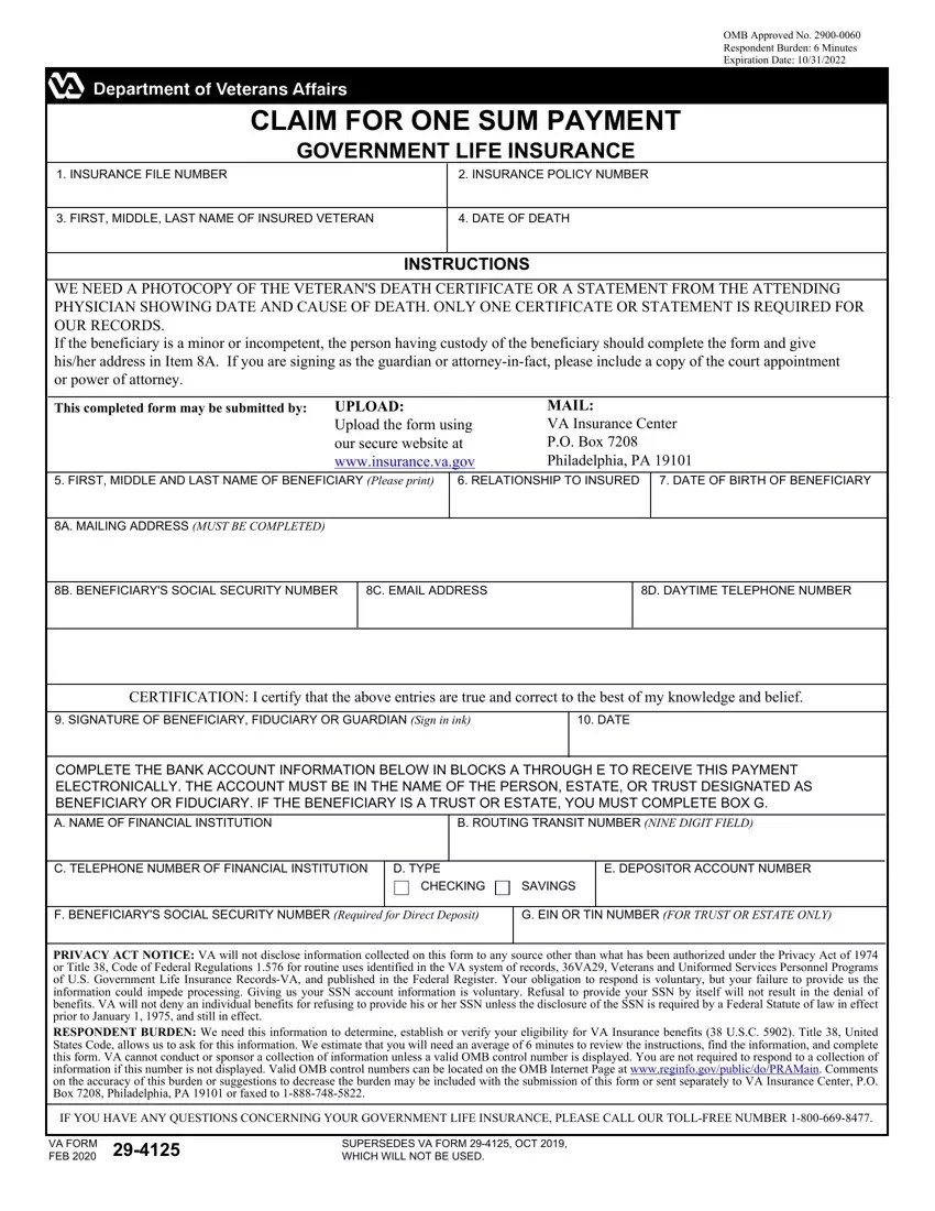 va form 29 4125 fill out printable pdf forms online