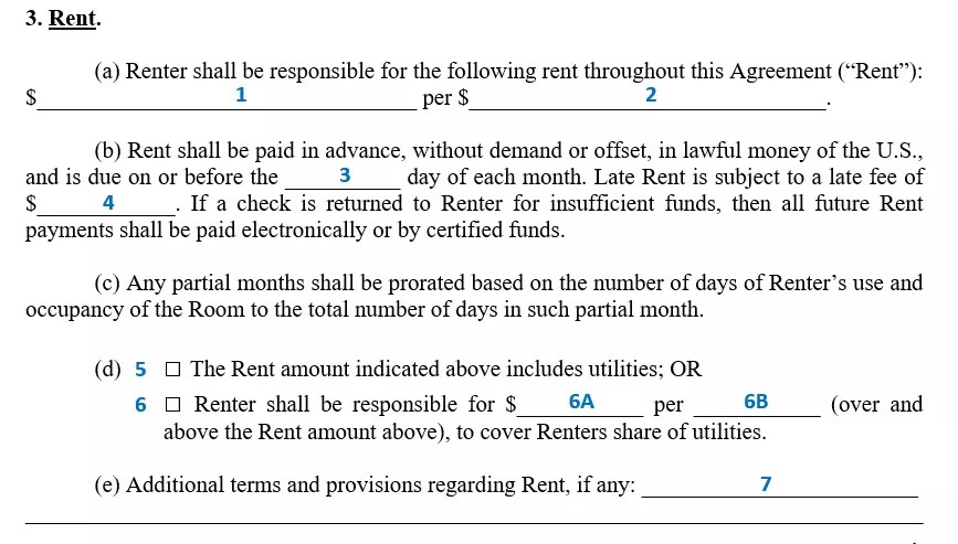 free room rental agreement template room lease contract