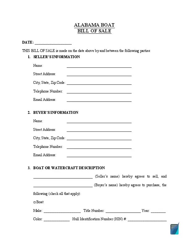 free alabama bill of sale forms formspal