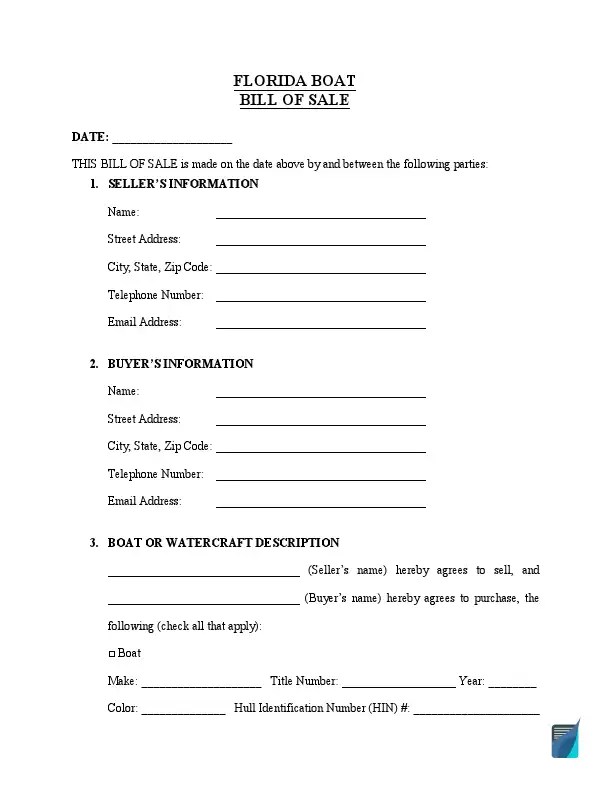 free florida boat bill of sale form pdf formspal
