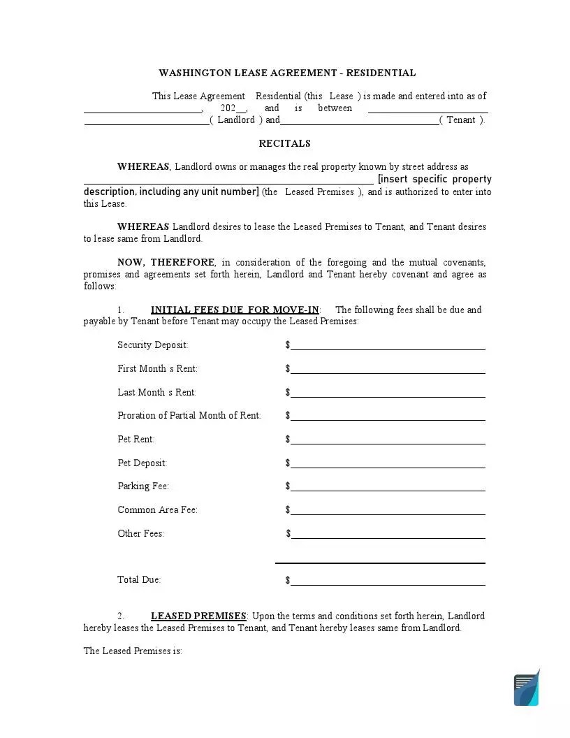 free washington lease agreement forms wa rental templates