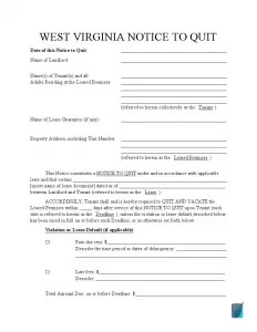 free west virginia eviction notice forms wa notice to quit formspal