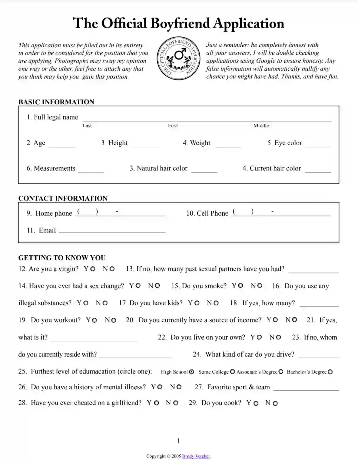 Boyfriend application pdf