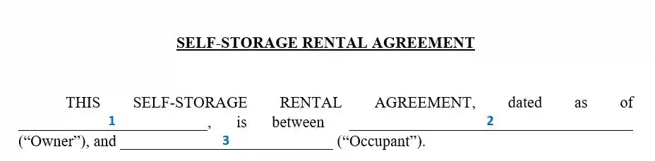 storage unit rental agreement template storage contract