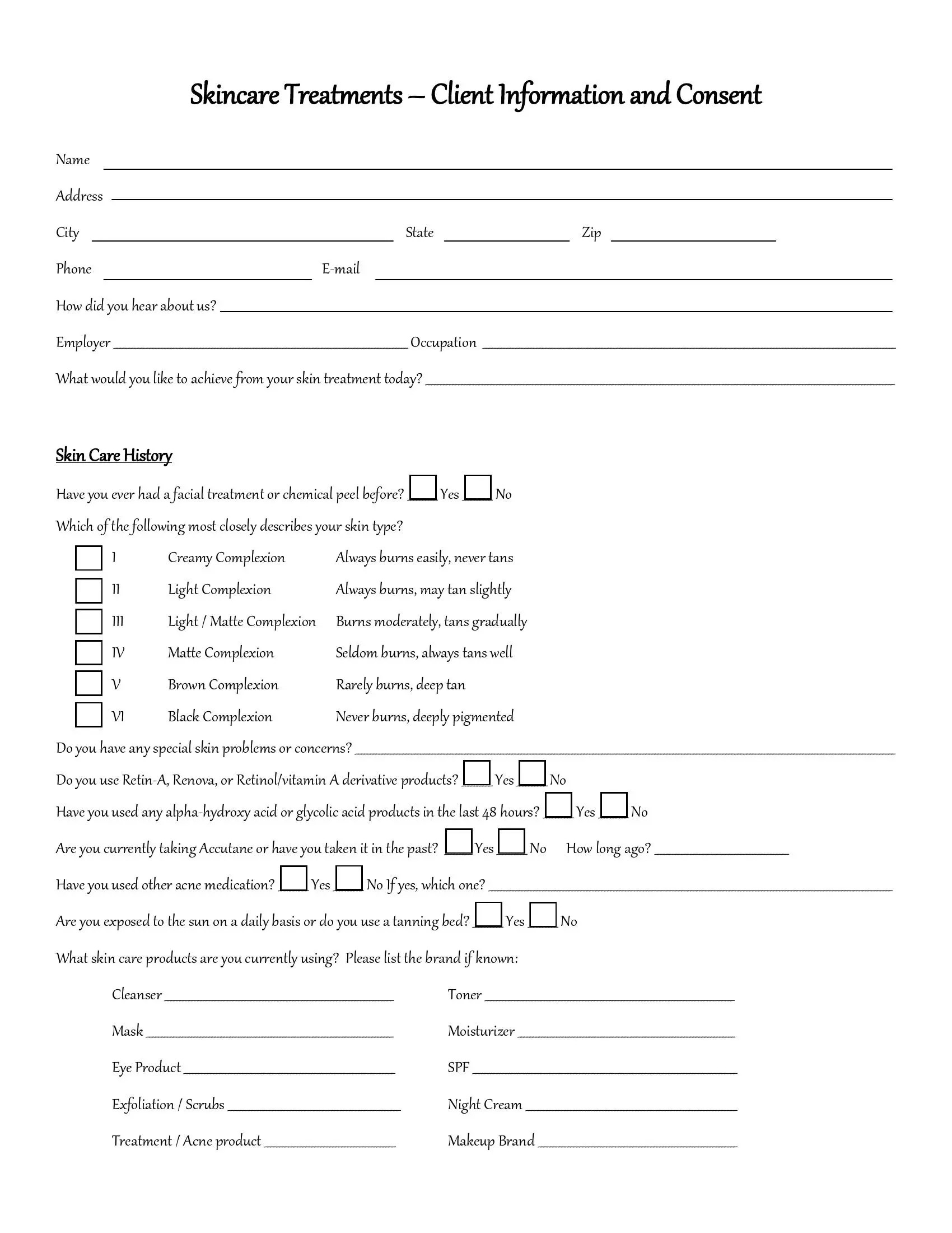 Consent To Treat Form Template