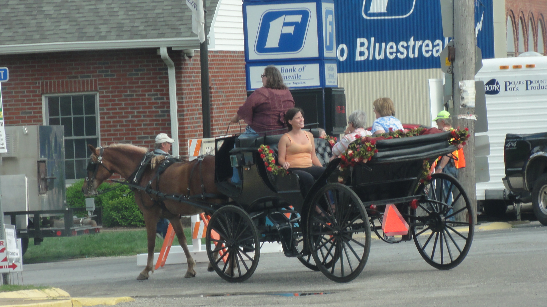 In one of the small towns we drove through in Illinois, we were behind a horse and carriage.