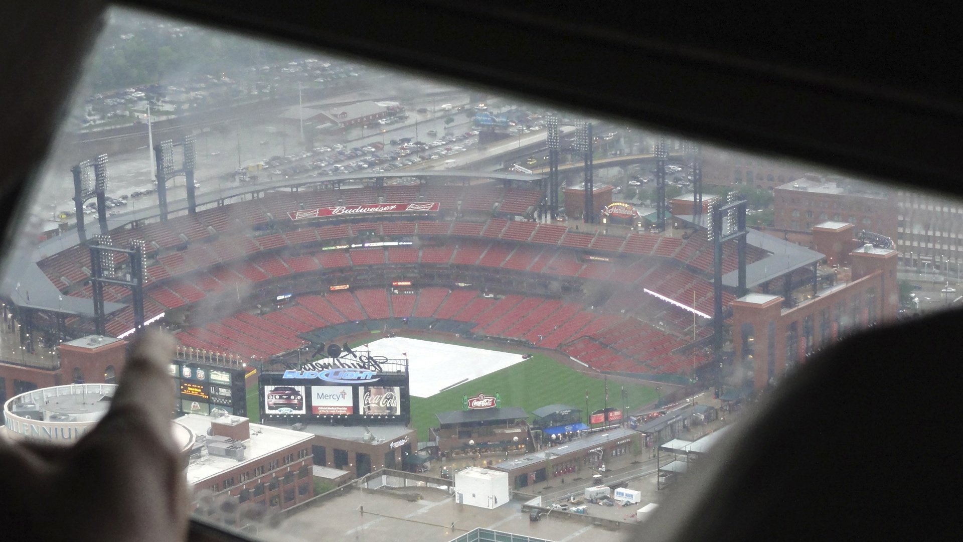 The view of Busch Stadium from the arch