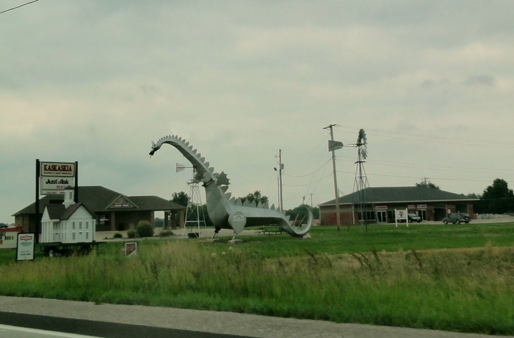 We passed this giant metal dragon in Vandalia, Illinois. I found out after we passed it that if you insert a token, it will breathe fire!