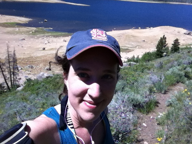 While Matt was summiting his mountain, I went for a run on the trails, going partly up one side of a mountain and then back down to run along the beach and cool off with a dip in the icy lake.