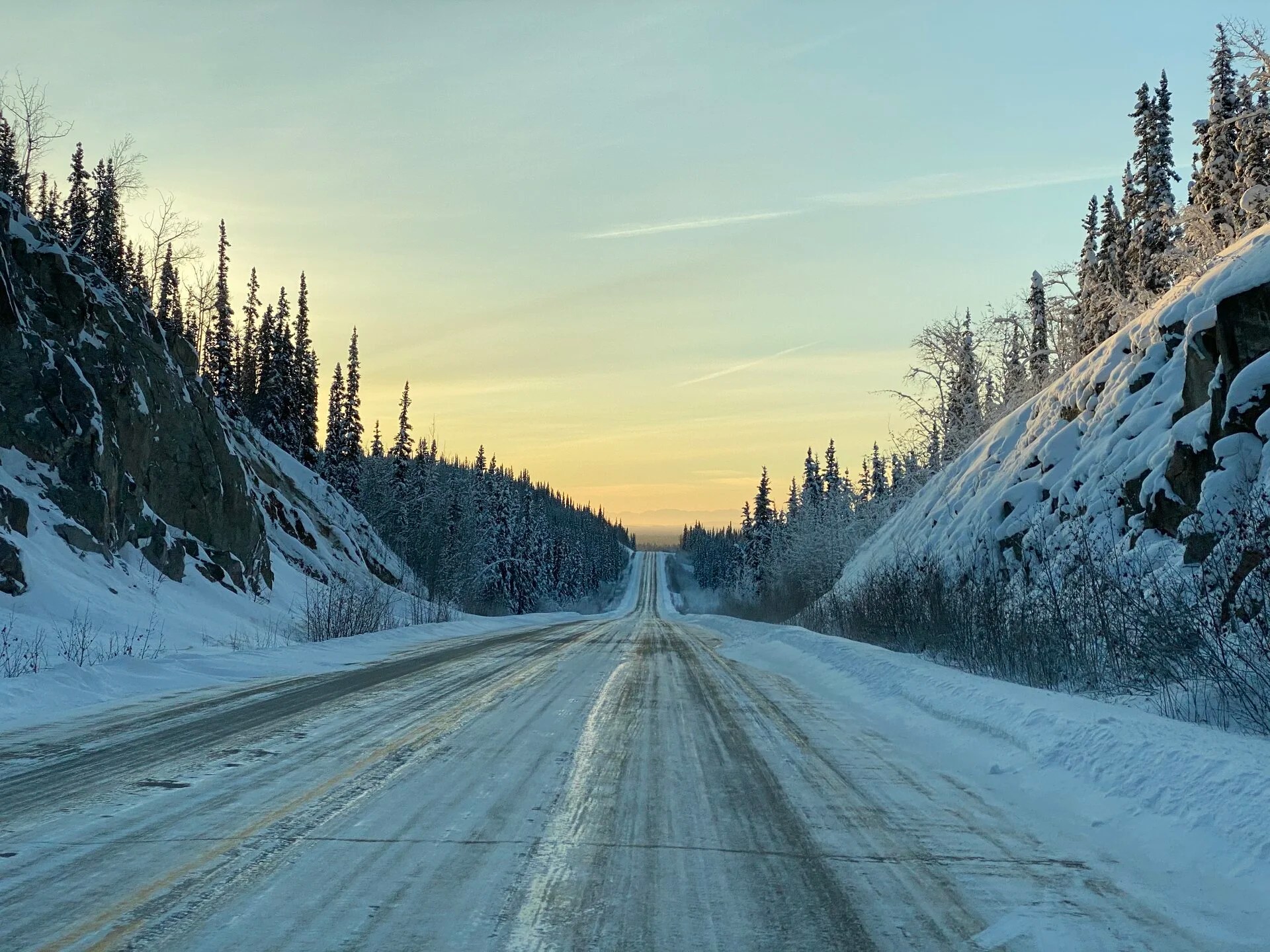 Driving the alaskan highway in february