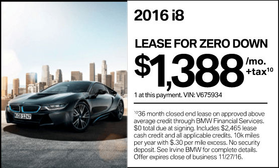 2016 bmw i8 $0 down under $1388 per month (possibly less) california