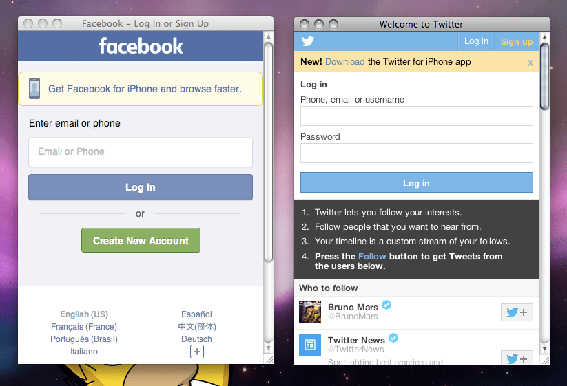 If that does not work, visit our password request form and enter the username or email addresses or mobile phone number you think you used. Facebook And Twitter Apps For Tiger Leopard Macrumors Forums