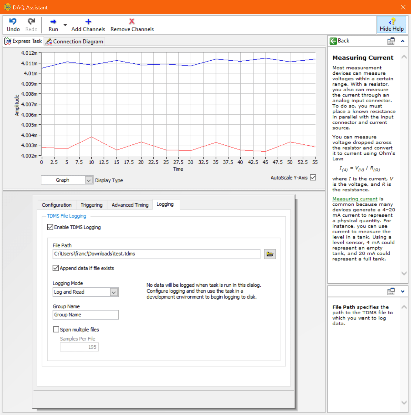 Help Logging Data From The Daq Assistant Ni Community