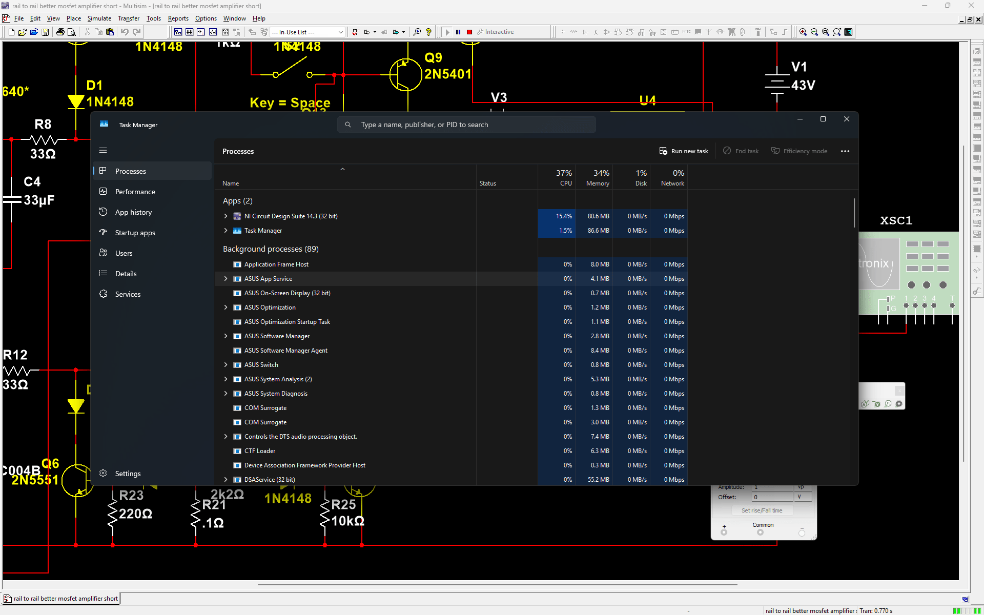 Multisim 14 3 Doesn T Use Much Processing Power And Is Slow Ni Community