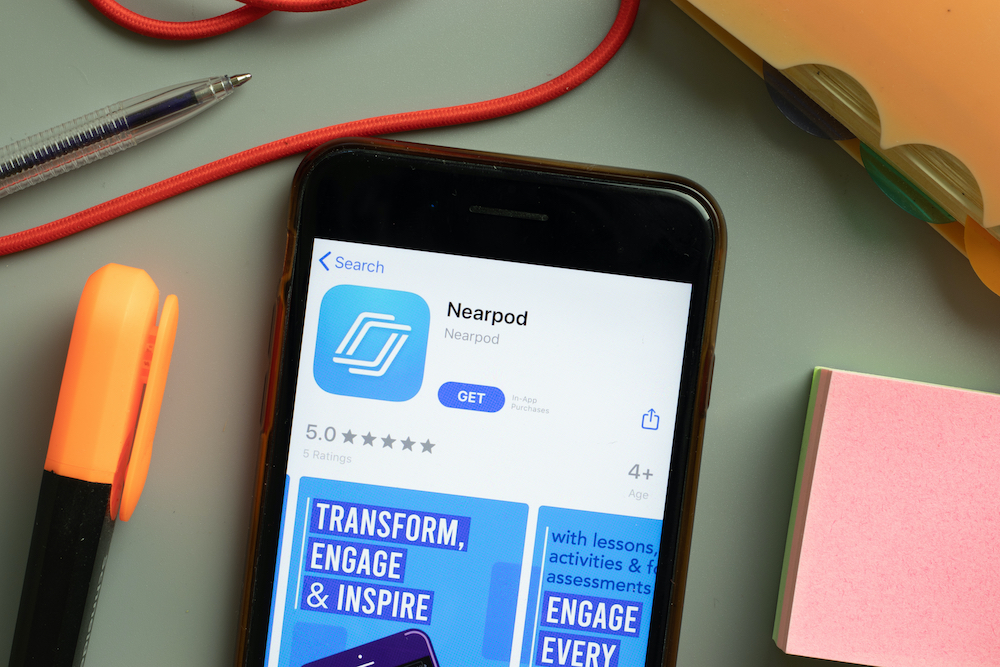 Nearpod app icon inside cellphone