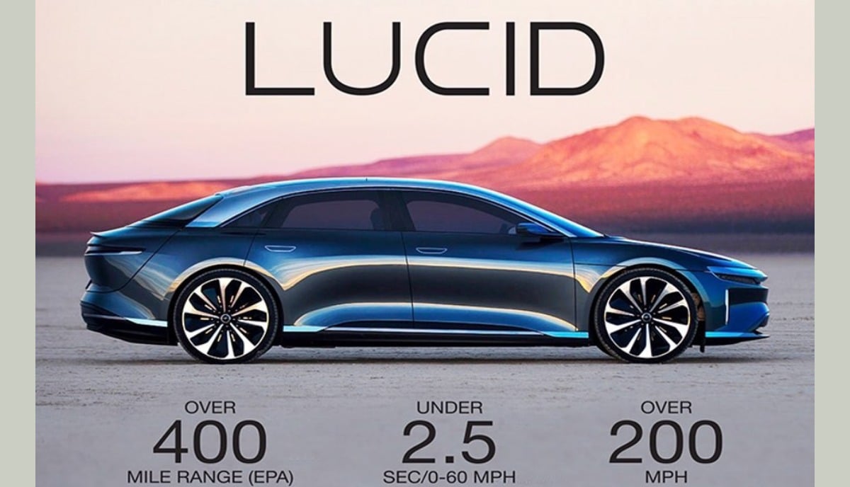 Lucid air becomes longest range electric car beating tesla model s