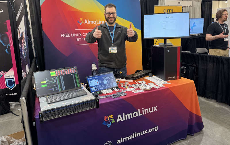 AlmaLinux's booth at this year's Scale in Passadena, California