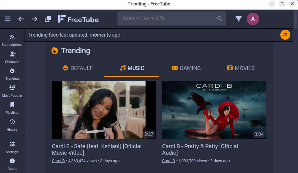 Freetube - YouTube without tracking.