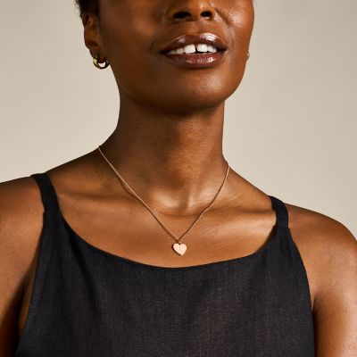 Collier cœur en acier inoxydable doré rose - JF03021791 - Fossil