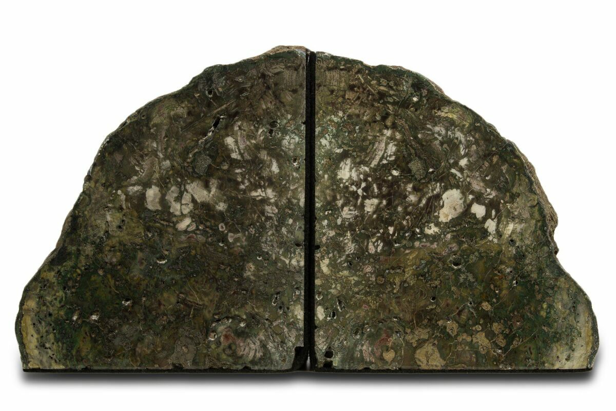 5.6" Green Jasper Replaced Petrified Wood Bookends - Oregon