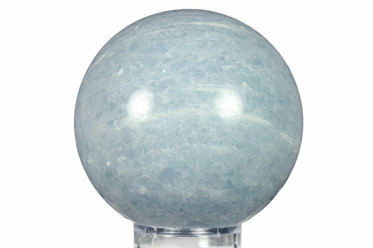 3.65" Polished Blue Calcite Sphere - Madagascar