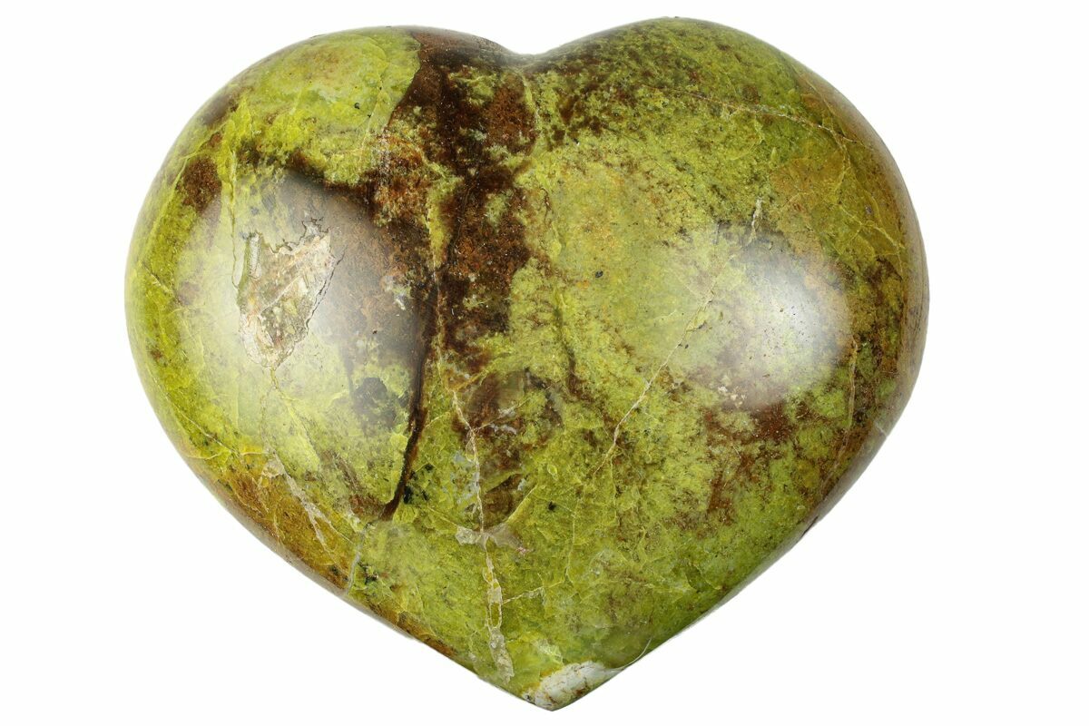 4.45" Polished Green Pistachio Opal Heart - Madagascar