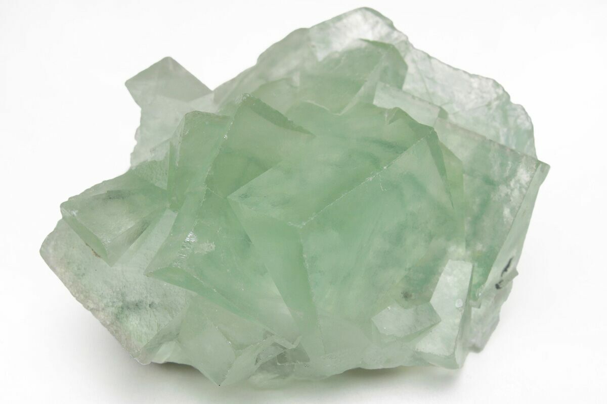 1.8" Green Cubic Fluorite Crystals with Phantoms - China