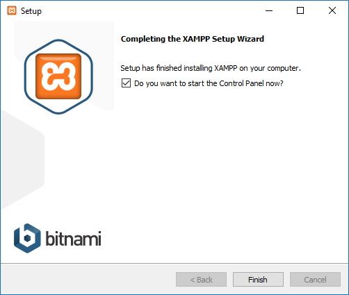 XAMPP installation completed