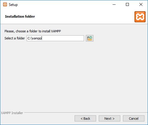 Choosing XAMPP installation Path