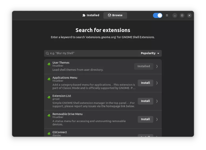 Install & Manage GNOME Extensions via This AllInOne App in Ubuntu
