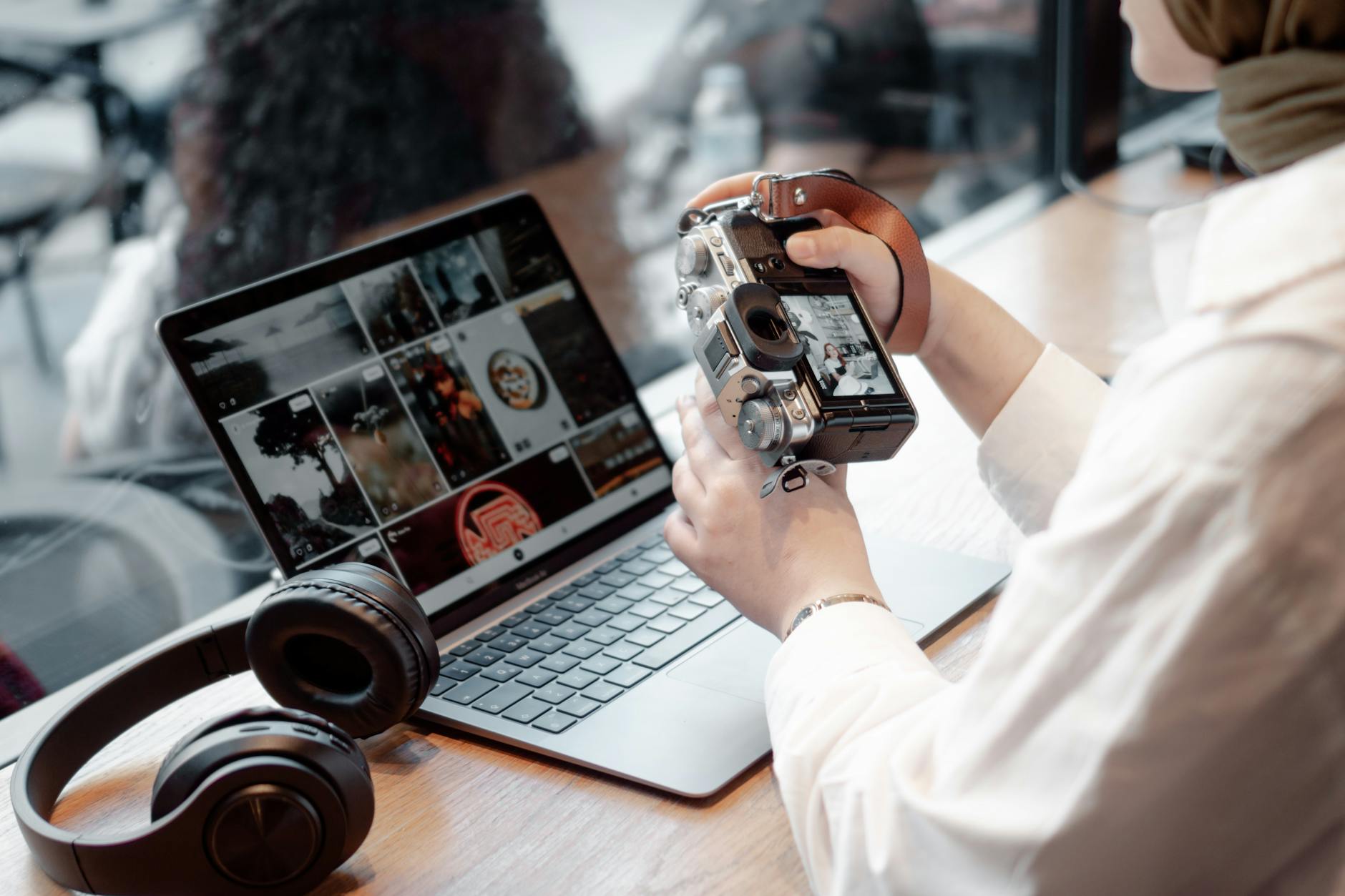 woman editing photos
