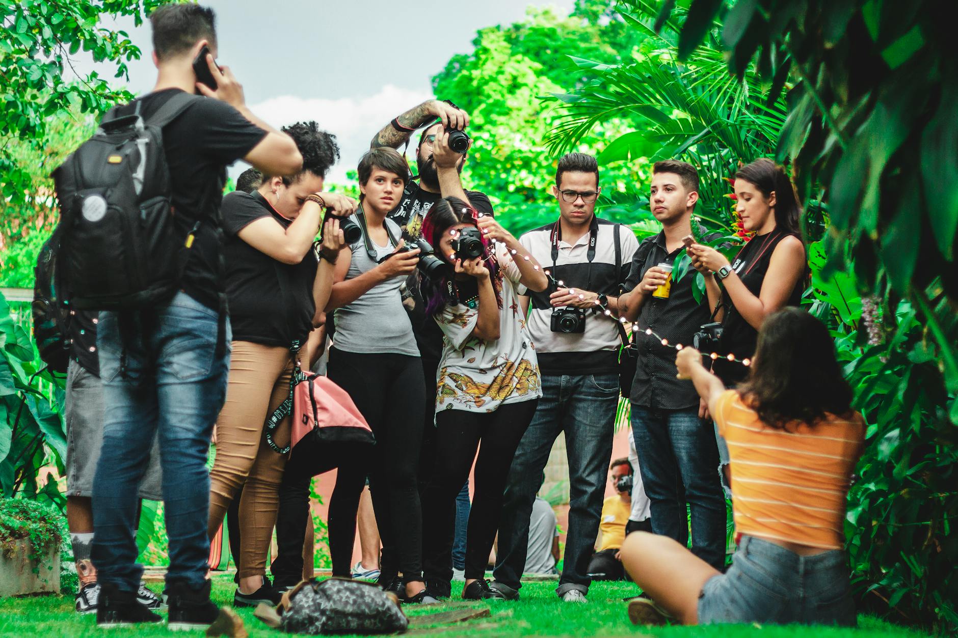 group of people near trees