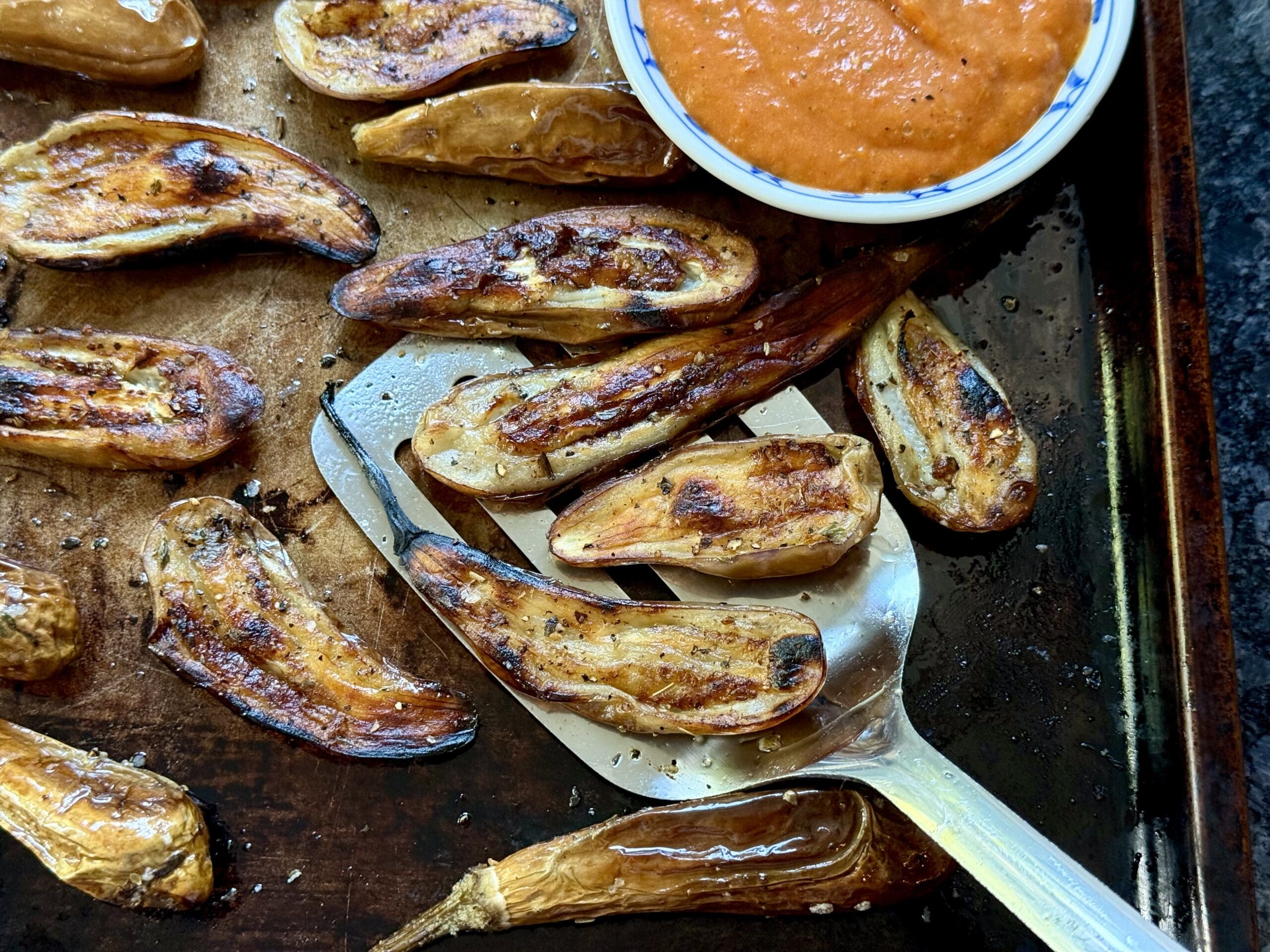 With their caramelized exterior and velvety insides, these bite-size eggplants are melt-in-your-mouth delicious. Serve with marinara for an especially irresistible side dish.