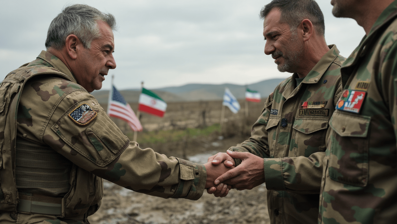 Generals shaking hands, making peace.