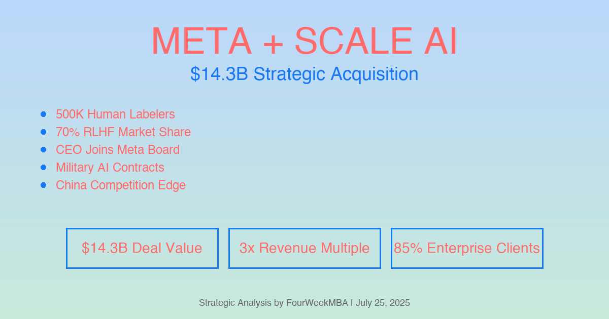Meta's $14.3 Billion Scale AI Gambit: The Deal That Reveals Big Tech's Existential AI Panic - Comprehensive Strategic Analysis by FourWeekMBA