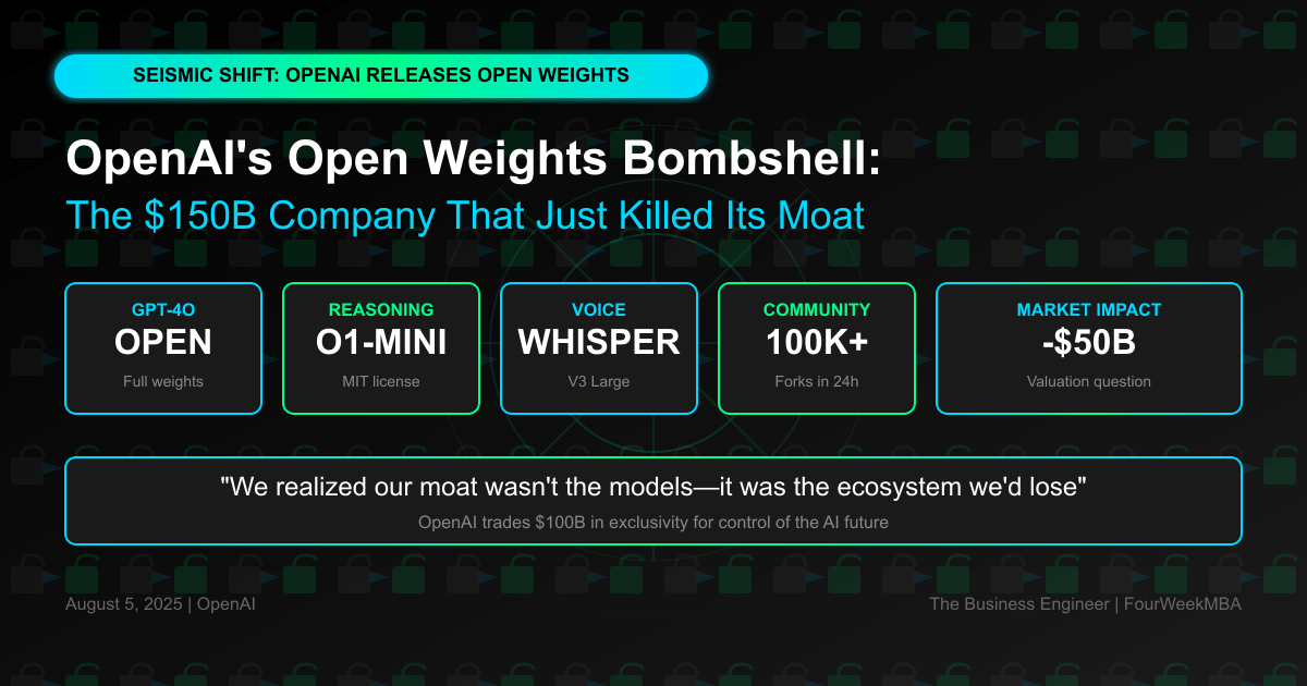OpenAI releases open weights for GPT-4o, O1-mini reasoning, and Whisper V3, marking strategic shift from closed to open source AI
