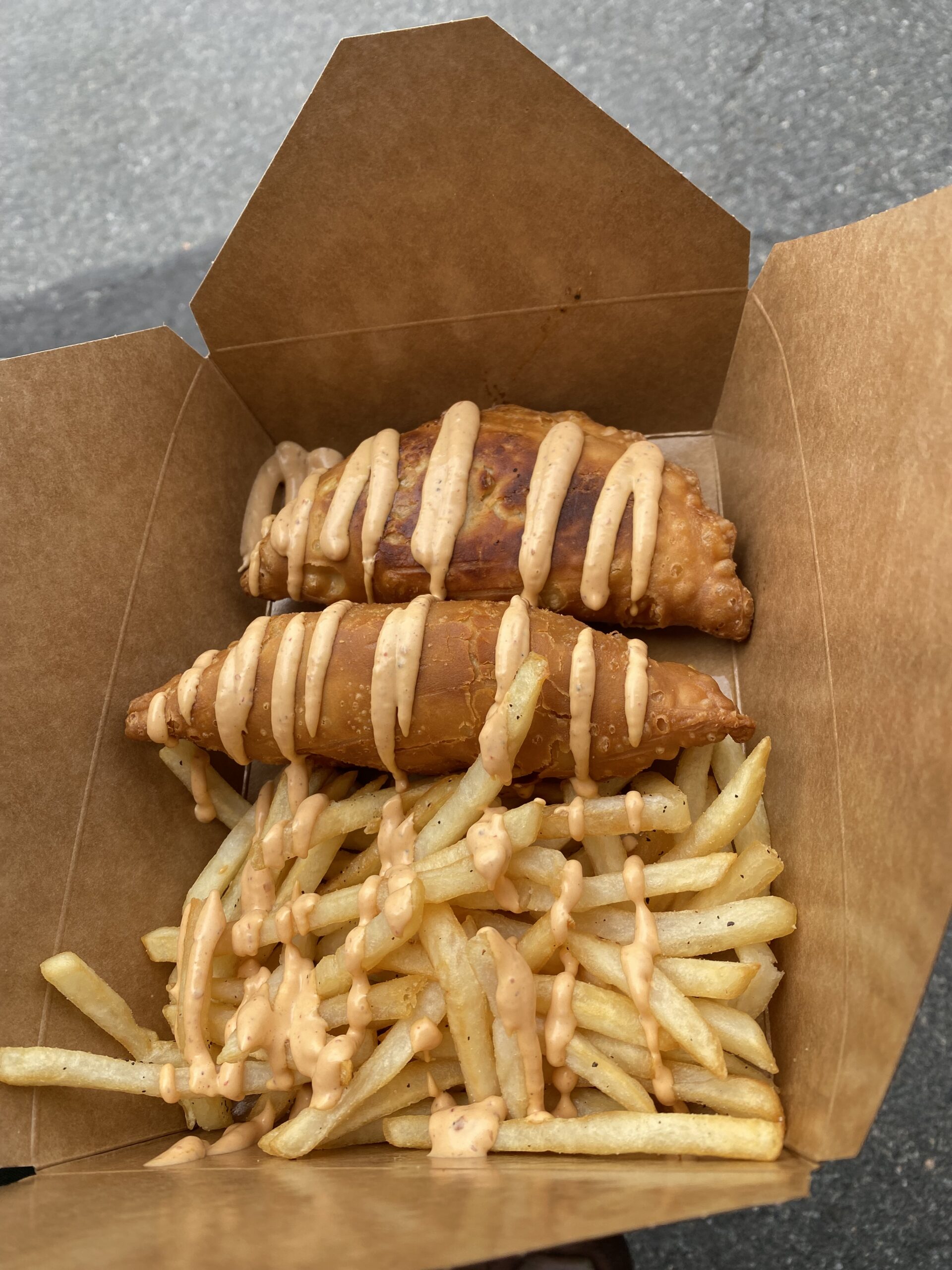 chicken empanadas with fries