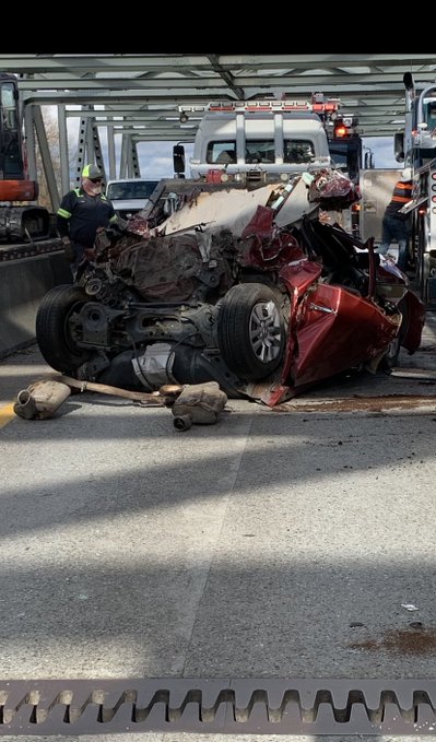 woman miraculously leaves car accident with minor injuries after her car is folded in half and flattened on car accident dream lottery post