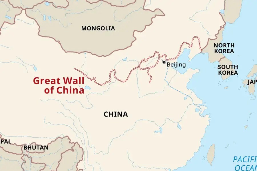 Great Wall Of China Maps Locations Sections.