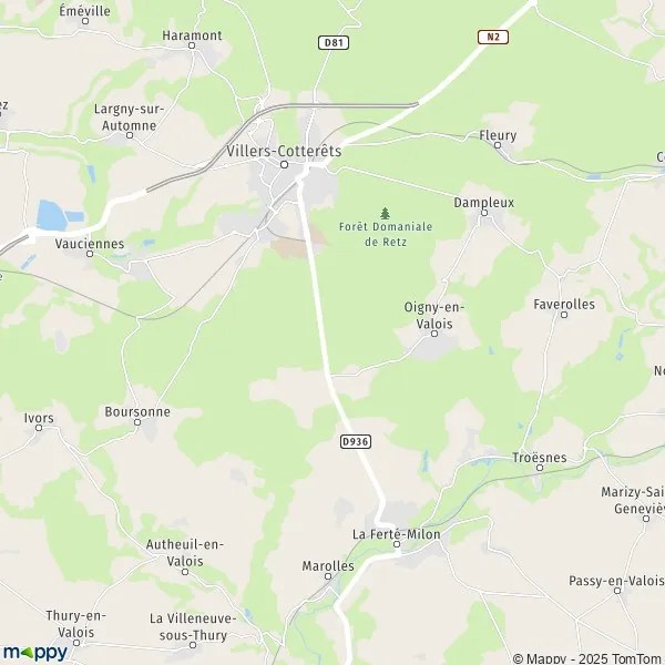 Plan Villers Cotterets Carte De Villers Cotterets 02600