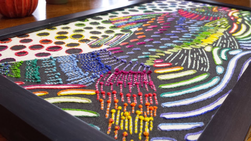 French knots and back stitches