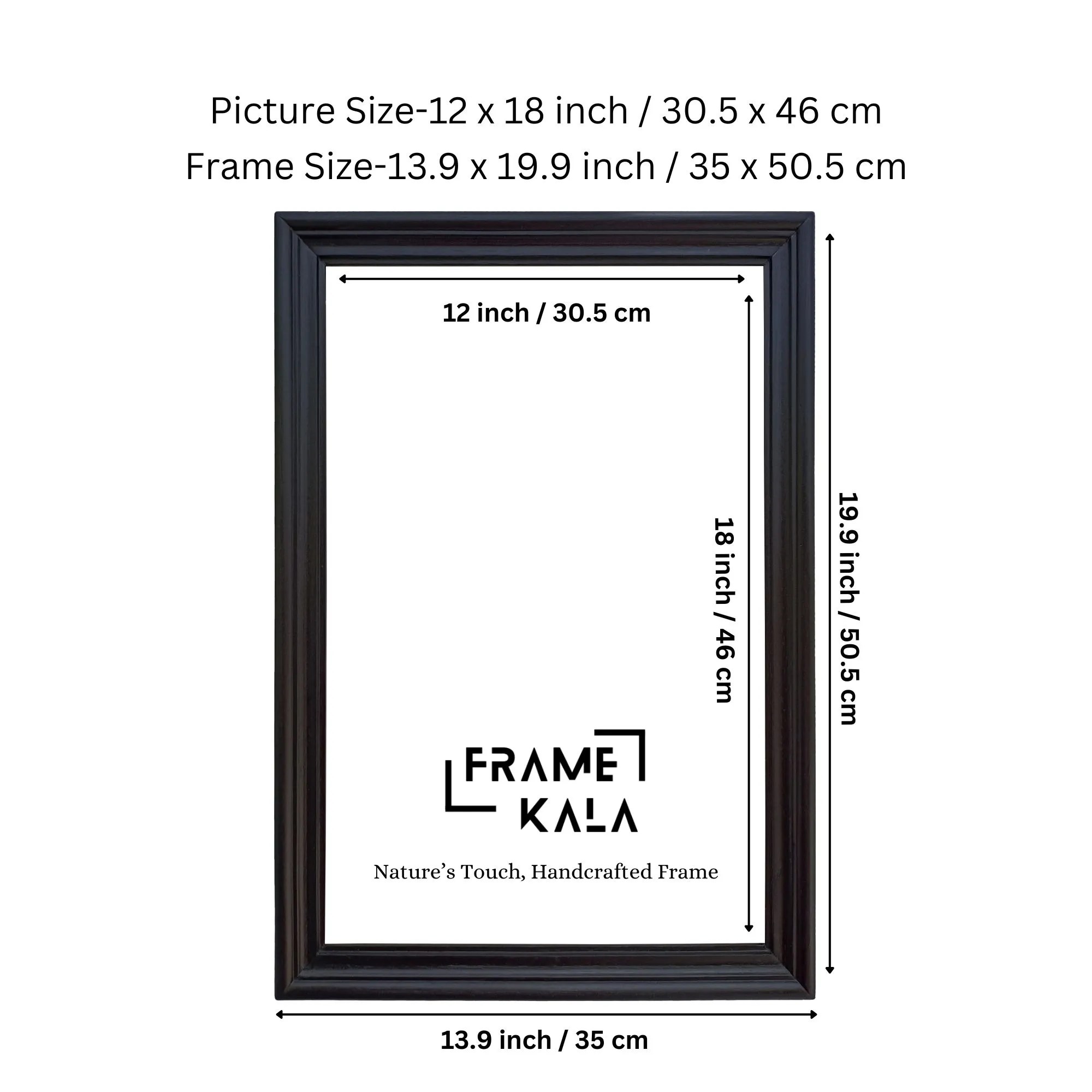 12 x 18 Photo Frame Black Wooden Photo Frame Display Pictures 12 x 18 inch for Wall Hanging Framekala
