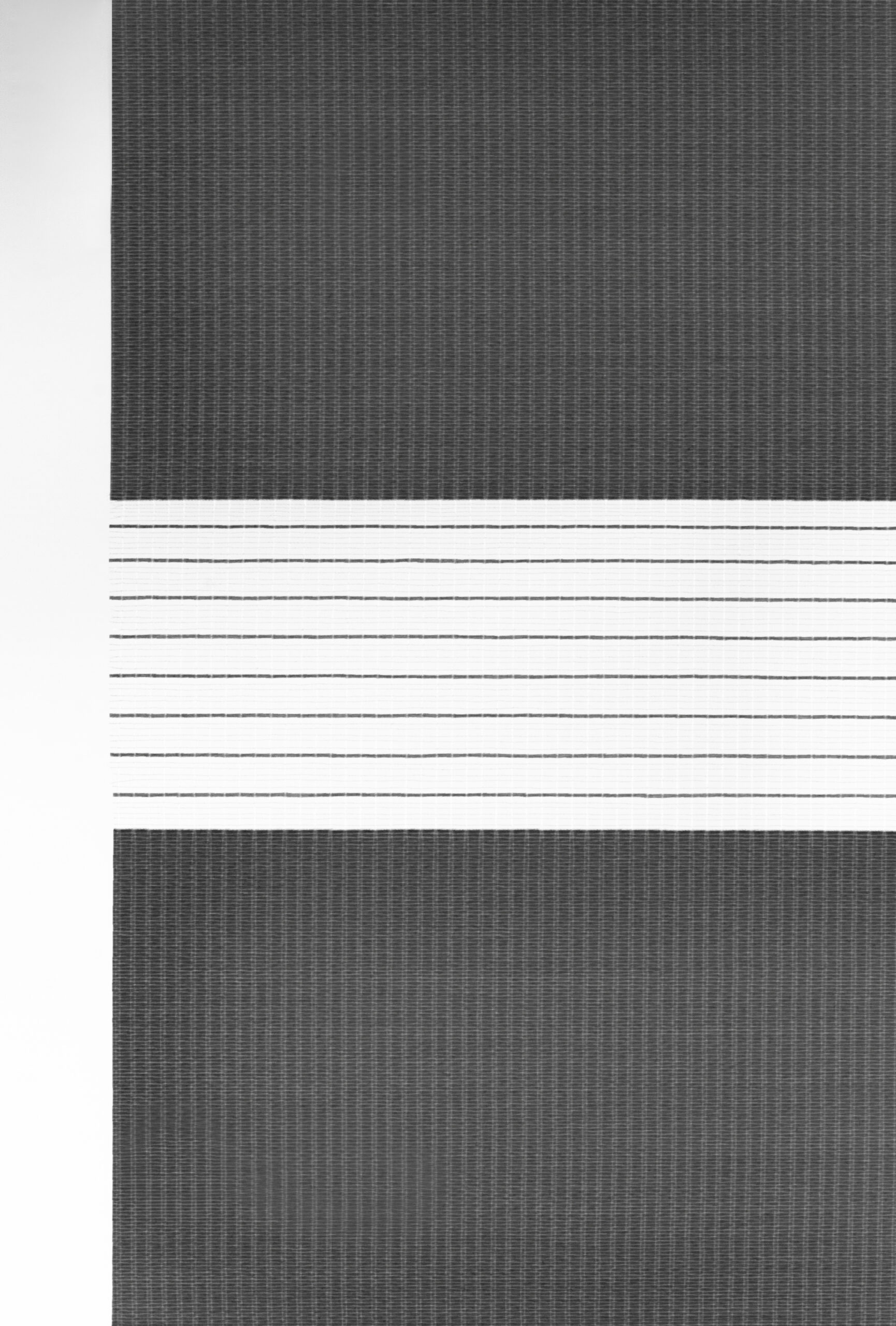 Stone zebra shade fabric swatch with cool taupe-gray tones and alternating sheer and solid bands