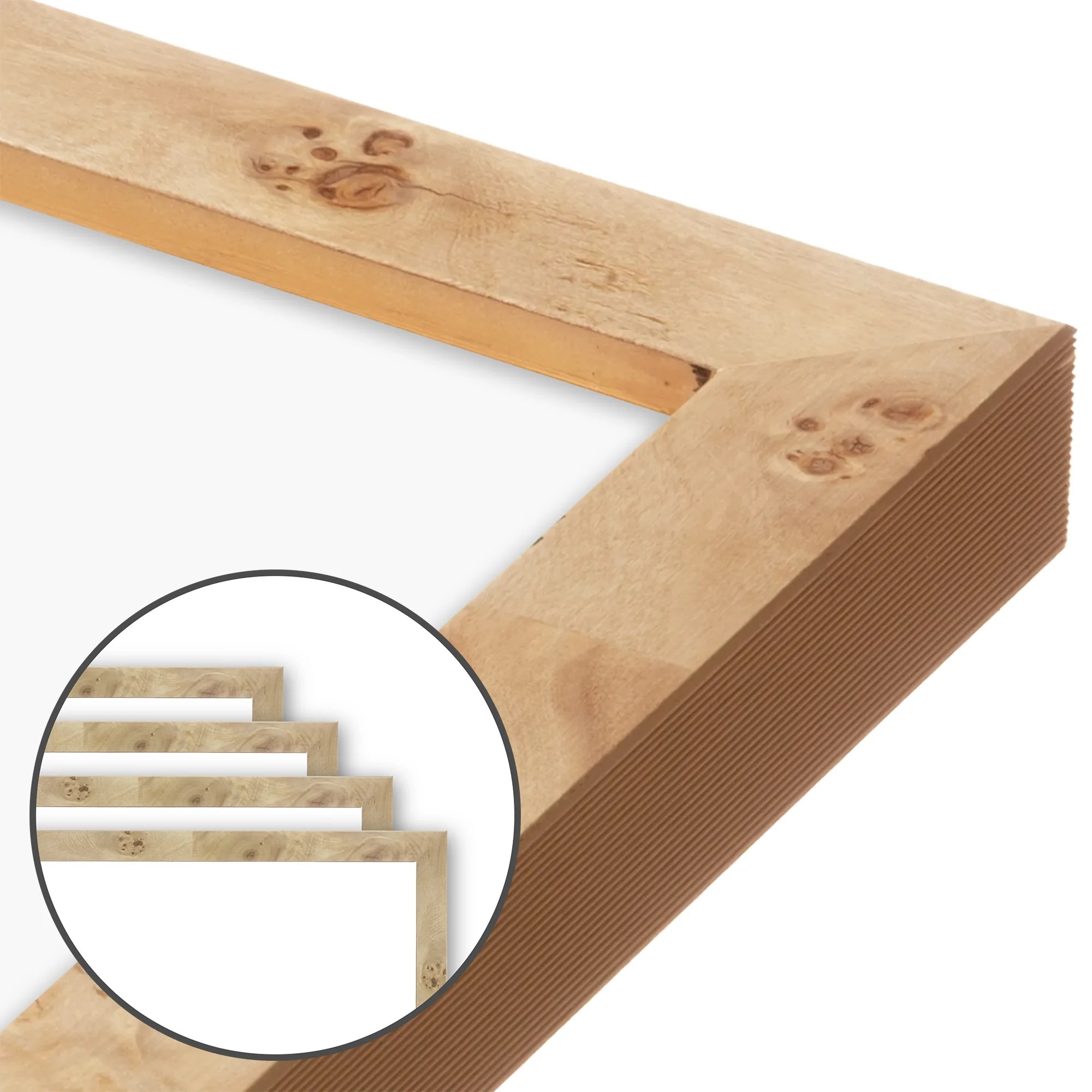 Natural Burlwood Medium Width Wall Frame Set Of 4 Frametolia