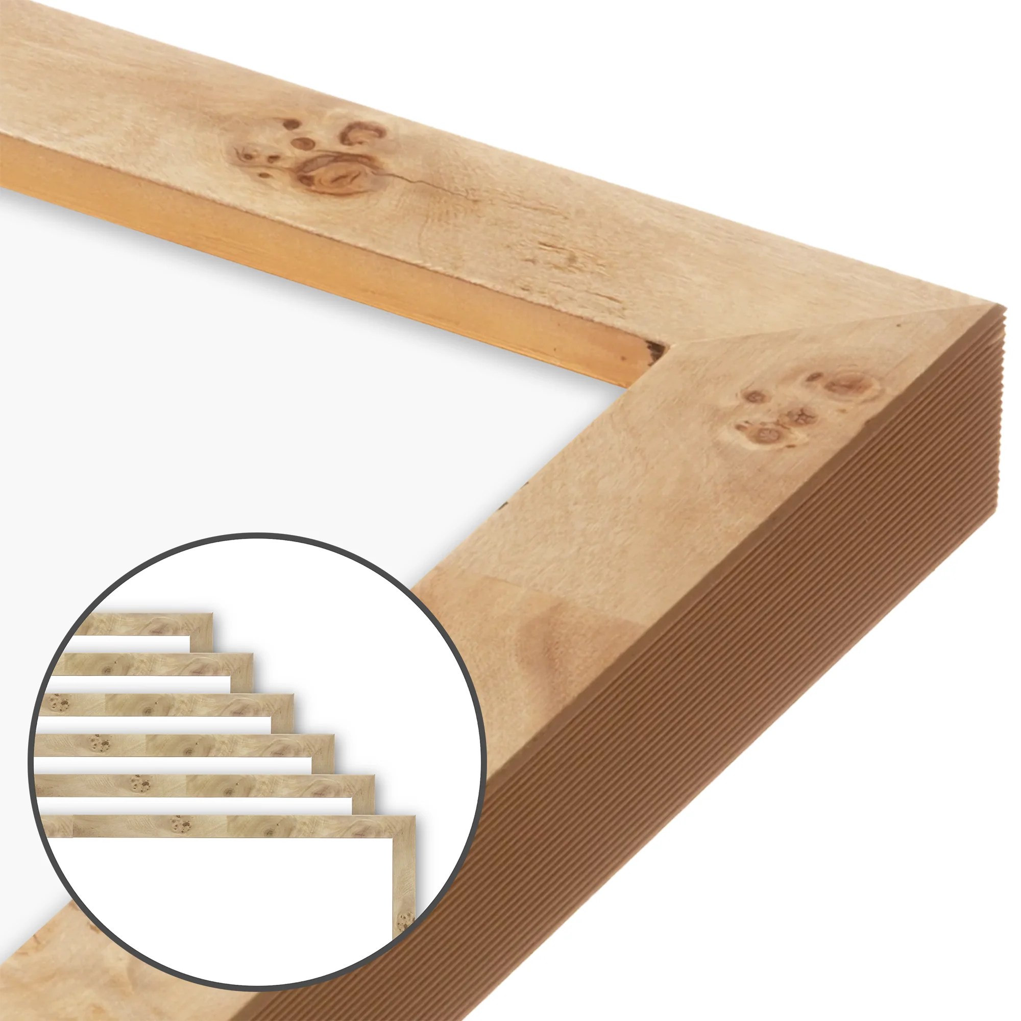 Natural Burlwood Medium Width Wall Frame Set Of 6 Frametolia