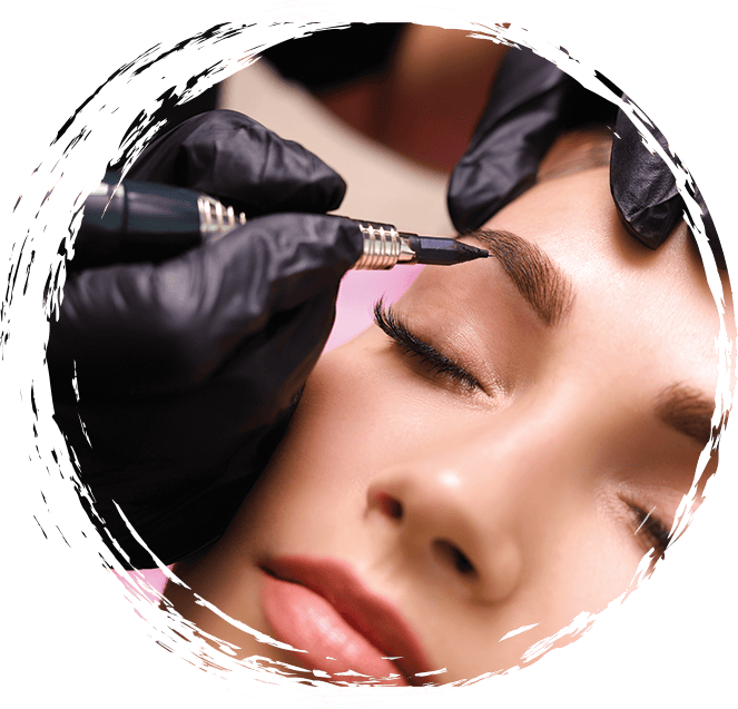 Soft, natural powder brow result on a client at a permanent makeup studio in Orange County, California